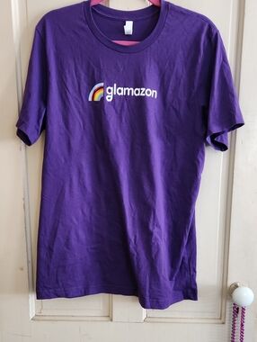 Amazon Women's Purple 'glamazon' Rainbow Graphic Tee